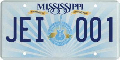 MS license plate JEI001