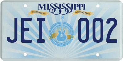MS license plate JEI002