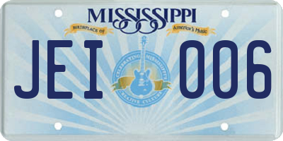 MS license plate JEI006