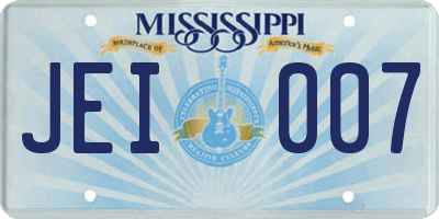 MS license plate JEI007