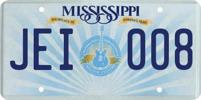 MS license plate JEI008