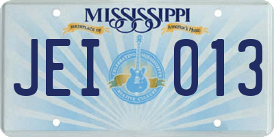 MS license plate JEI013