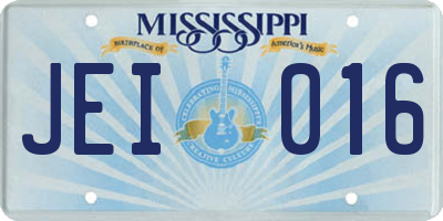MS license plate JEI016