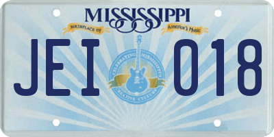 MS license plate JEI018