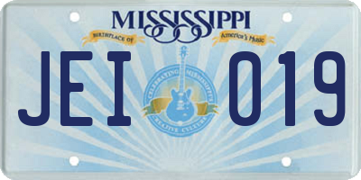 MS license plate JEI019