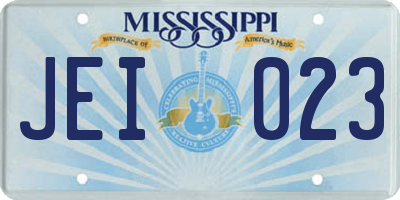 MS license plate JEI023