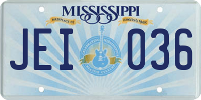 MS license plate JEI036