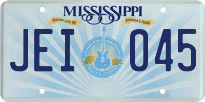 MS license plate JEI045