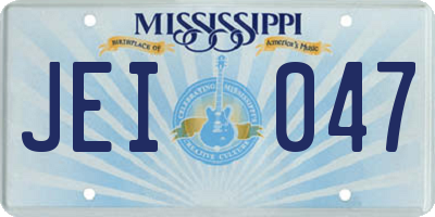 MS license plate JEI047