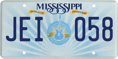 MS license plate JEI058