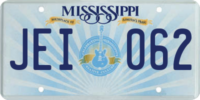 MS license plate JEI062