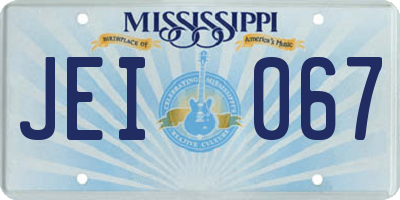 MS license plate JEI067