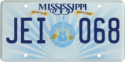 MS license plate JEI068