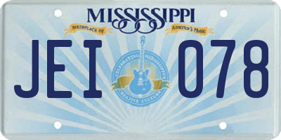 MS license plate JEI078