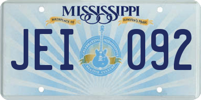 MS license plate JEI092