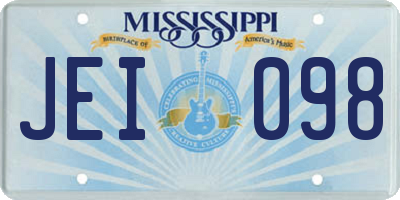 MS license plate JEI098