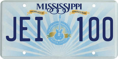 MS license plate JEI100
