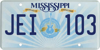 MS license plate JEI103