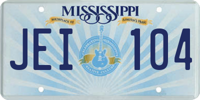 MS license plate JEI104