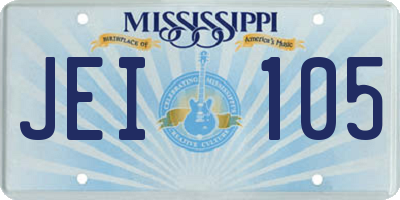 MS license plate JEI105