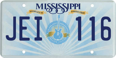 MS license plate JEI116
