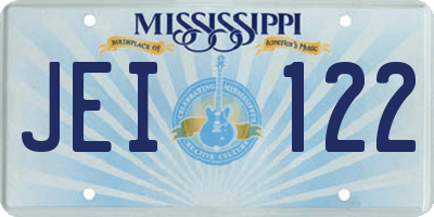 MS license plate JEI122