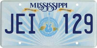 MS license plate JEI129