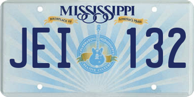 MS license plate JEI132