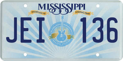 MS license plate JEI136