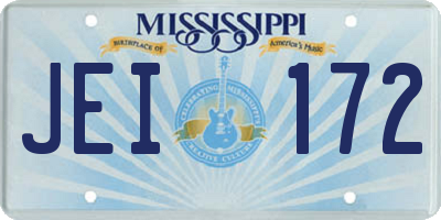 MS license plate JEI172