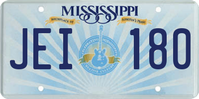 MS license plate JEI180
