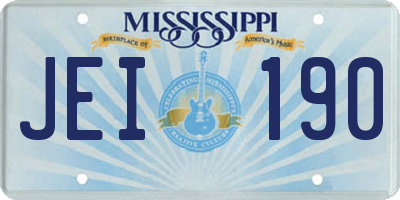 MS license plate JEI190