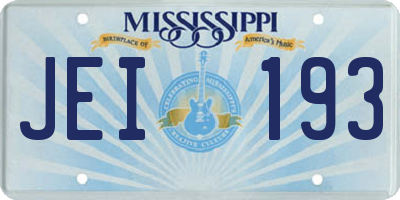 MS license plate JEI193