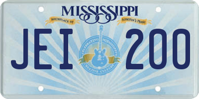 MS license plate JEI200