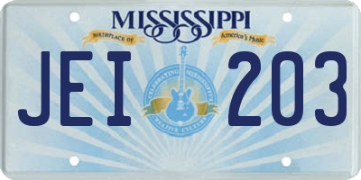 MS license plate JEI203