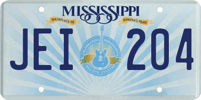 MS license plate JEI204
