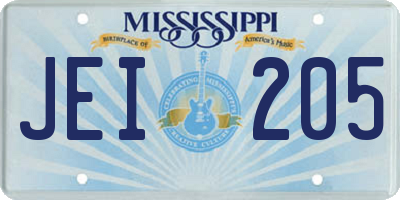 MS license plate JEI205