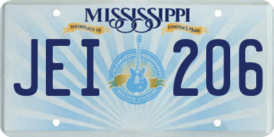 MS license plate JEI206