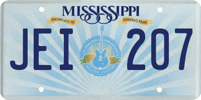 MS license plate JEI207