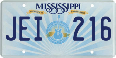 MS license plate JEI216