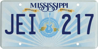 MS license plate JEI217