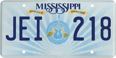 MS license plate JEI218