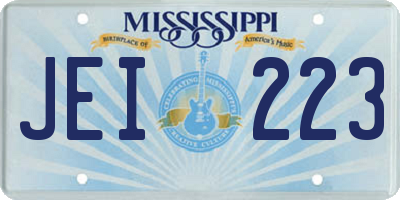 MS license plate JEI223