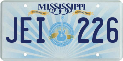 MS license plate JEI226