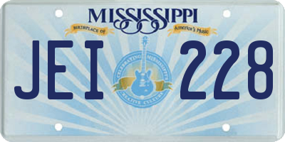 MS license plate JEI228