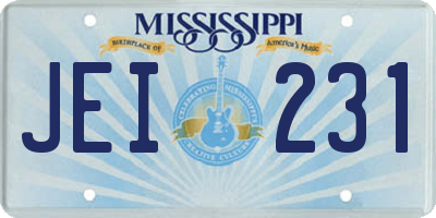 MS license plate JEI231
