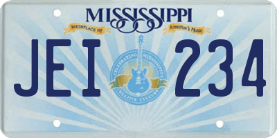 MS license plate JEI234