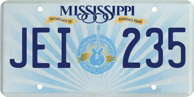 MS license plate JEI235