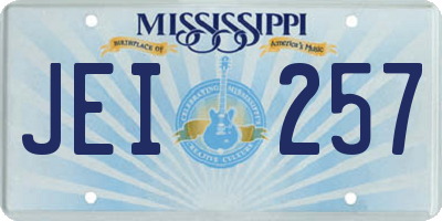 MS license plate JEI257