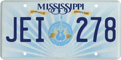 MS license plate JEI278